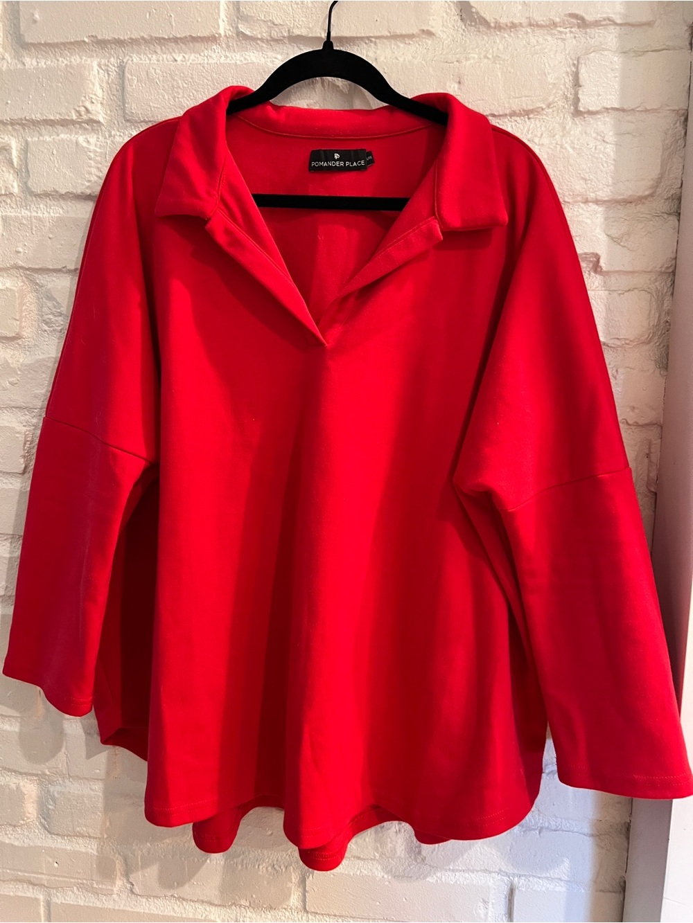 Pomander Place Bright Red V-Neck Pullover Sweatshirt